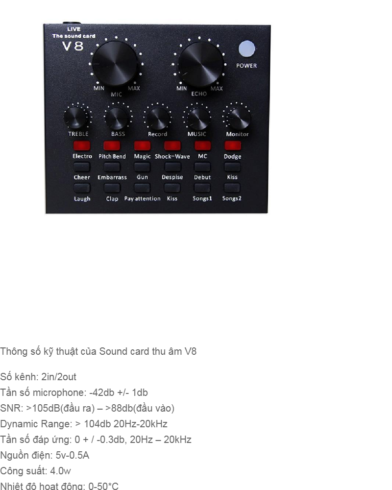 Sound card thu âm V8 có AutoTone Chất Lượng Cao - Bảo Hành 12 tháng