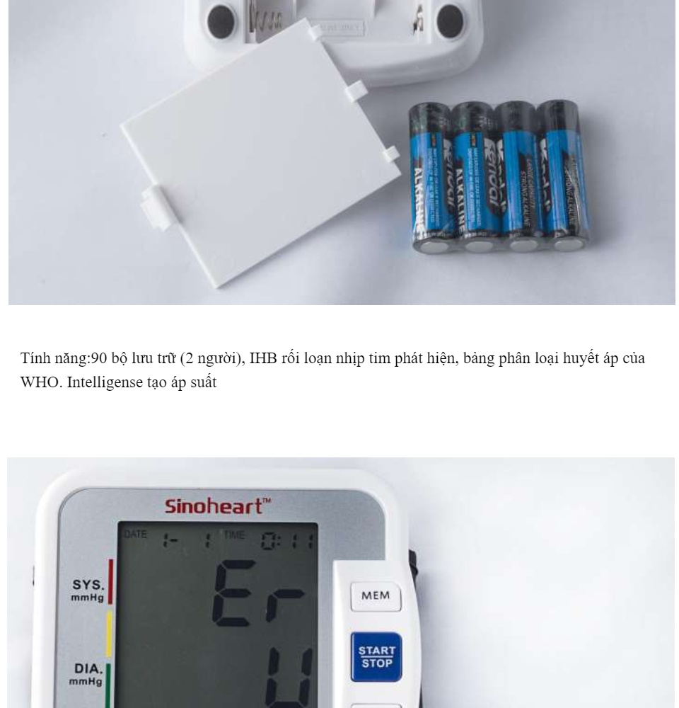 Máy đo huyết áp bắp tay Sinoheart BA-801 - Sinocare Công nghệ Đức Máy đo