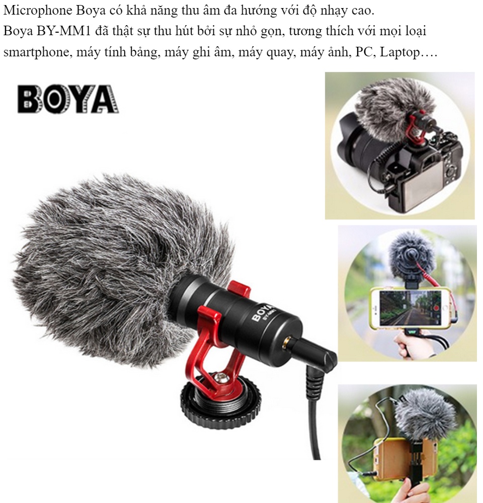 Mic Thu Âm Điện Thoại & Máy Ảnh Máy Quay DSLR - BOYA BY-MM1 Thiết