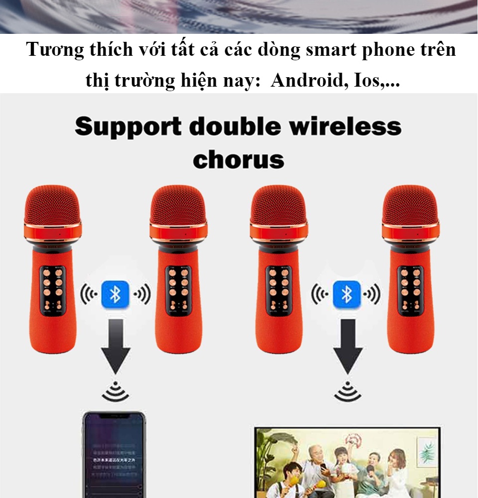 Micro Hát Karaoke Bluetooth WS-898 Bản Cao Cấp Siêu Hot - Loa Bluetooth Kèm Micro