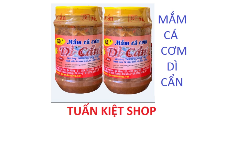 2 Hủ Mắm Cá Cơm nguyên con Dì Cẩn Đặc Sản Đà Nẵng Hủ Lớn 500 gam