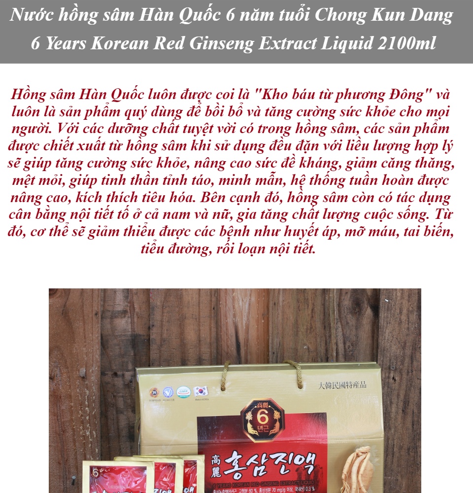 ginseng house - nước chiết xuất hồng sâm hàn quốc 6 năm tuổi chong kun 4