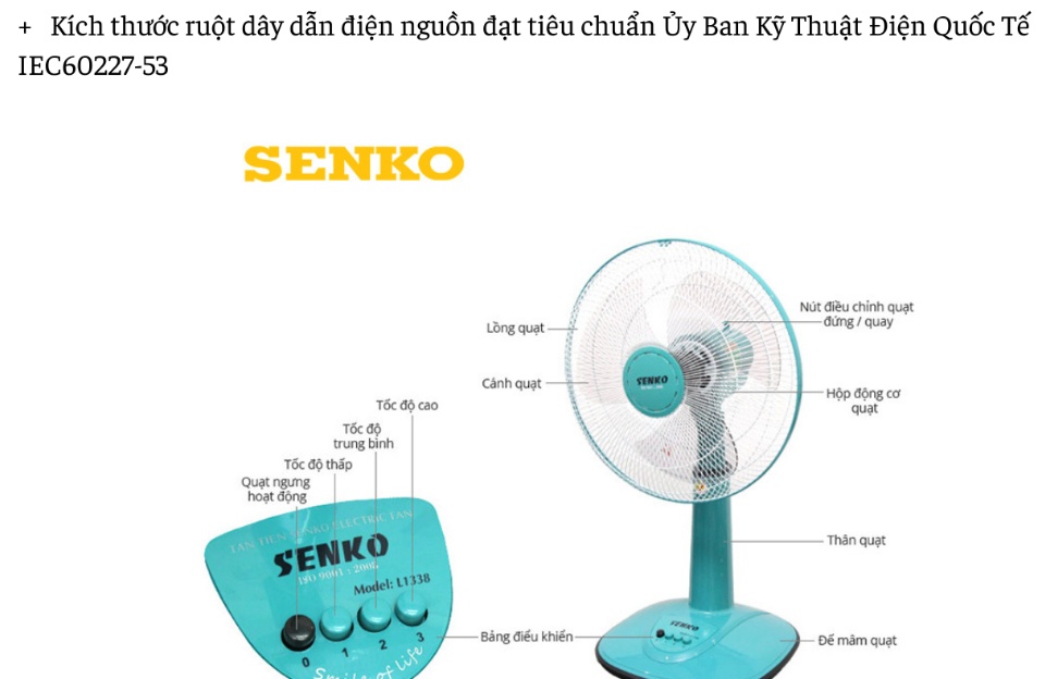 Quạt Điện Đứng Senko  L1638 - Trung Kiên