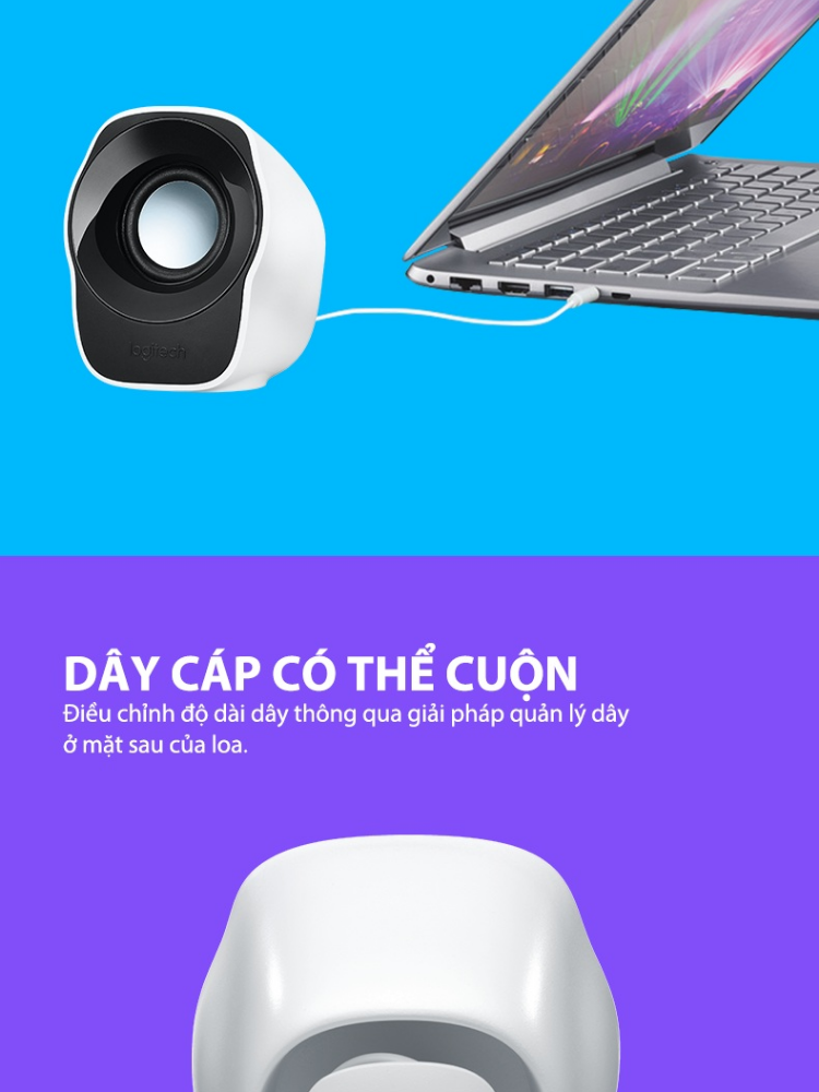 Loa âm thanh nổi có dây Logitech Z121 - Kết nối jack 3.5mm và USB-A