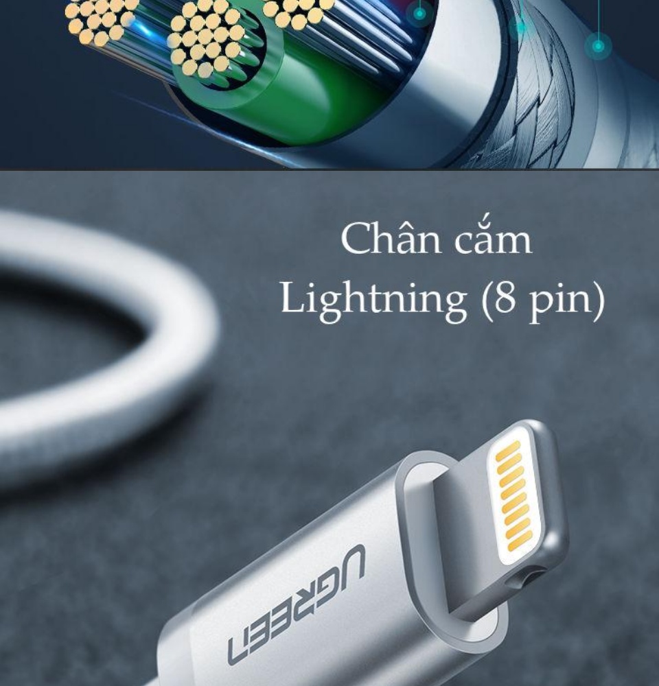 Cáp sạc iPhone Lightning MFi UGREEN US199 - Sạc tối ưu cho điện thoại iPhone 11 Pro Max / iPhone Xs Max / iPhone XR / iPhone 8 Plus / iPad / iPod dài từ 0.25m đến 2m Cáp sạc iPhone Lightning MFi UGREEN US199 - Sạc tối ưu cho điện thoại iPhone 11 Pro Max / iPhone Xs Max / iPhone XR / iPhone 8 Plus / iPad / iPod dài từ 0.25m đến 2m