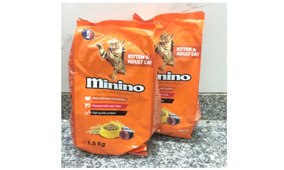 [hcm][combo 6 gói] thức ăn hạt cho mèo mọi lứa tuổi minino gói 1.3kg - vị cá ngừ - [nông trại thú cưng] 4