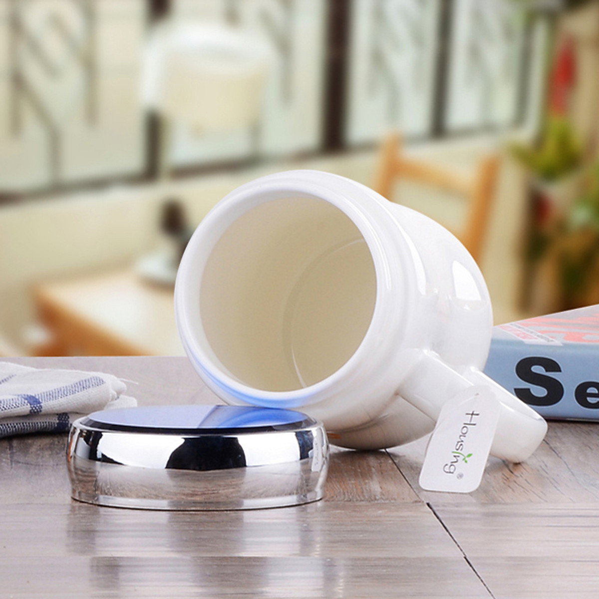 Cốc sứ giữ nhiệt cao cấp có nắp gương 500ml, ly sứ giữ nhiệt nắp gương vẽ họa tiết siêu dễ thương, cốc giữ nhiệt bằng sứ loại mới - Bàn chải đánh răng Hàn Quốc làm từ than hoạt tính