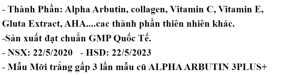 Tắm Trắng Alpha Arbutin Collagen Cream-Sét 3 Gói-