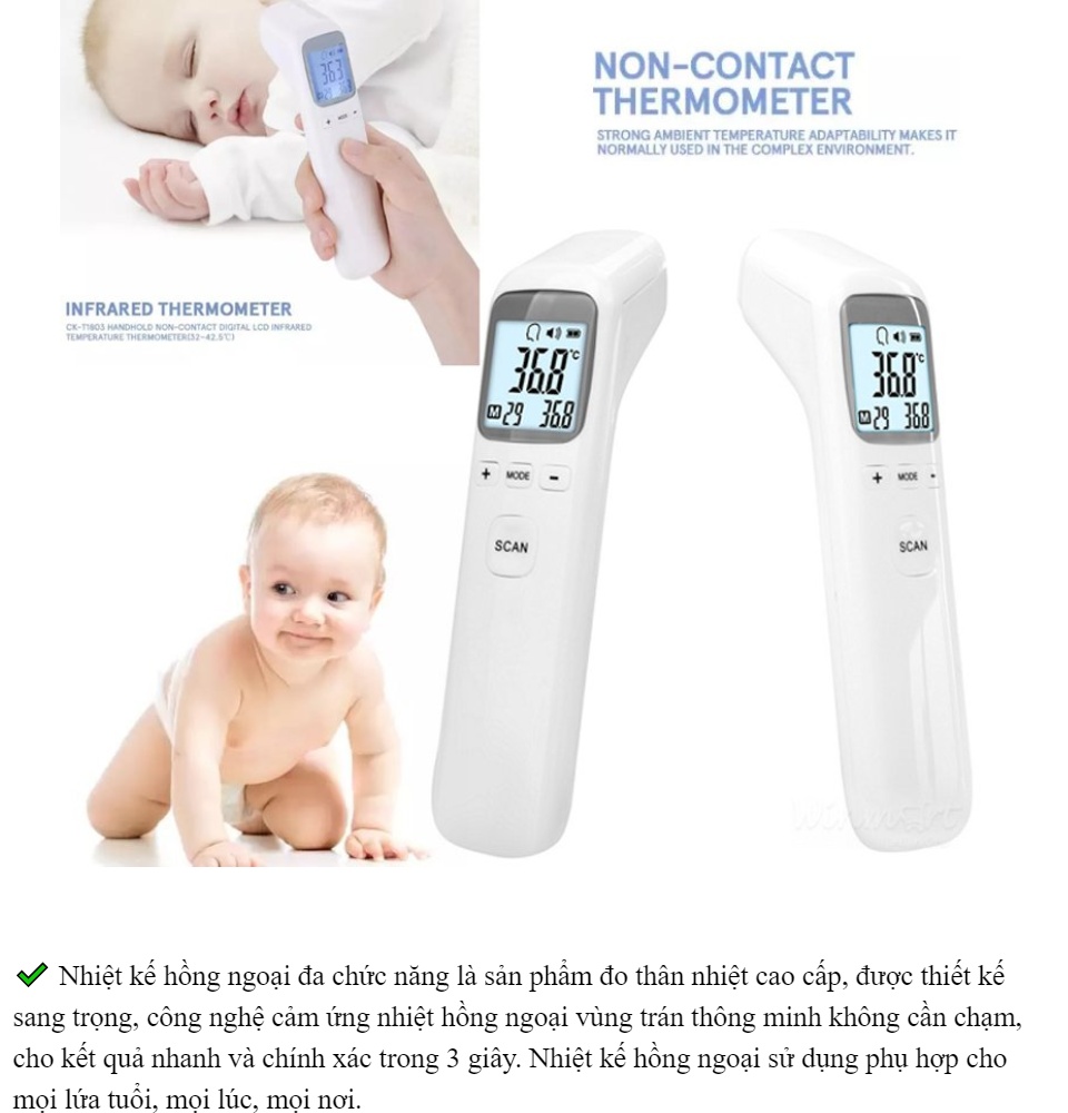nhiệt kế điện tử hồng ngoại, nhiệt kế đo trẻ em, đo sữa, thức ăn, nước tắm 4