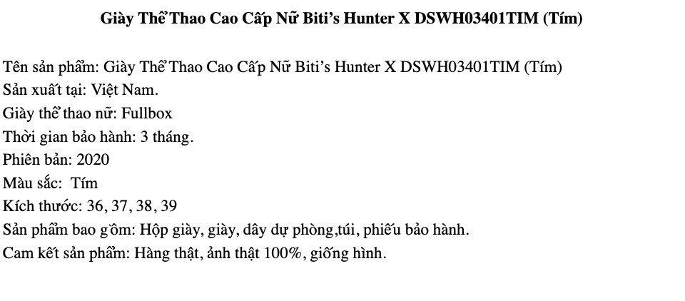 Giày Thể Thao Cao Cấp Nữ BT Hunter X DSWH03401TIM (Tím) 1