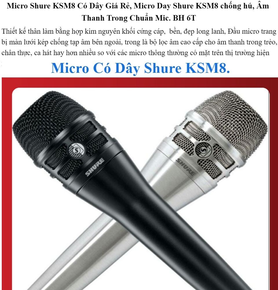 Nơi Bán Micro Shure KSM8 Có Dây Giá Rẻ Mic Micro Karaoke Hát Karaoke Chuyên
