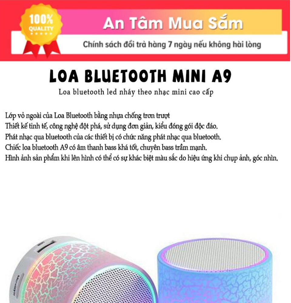 Loa bluetooth mini led nháy theo nhạc A9 TVL008
