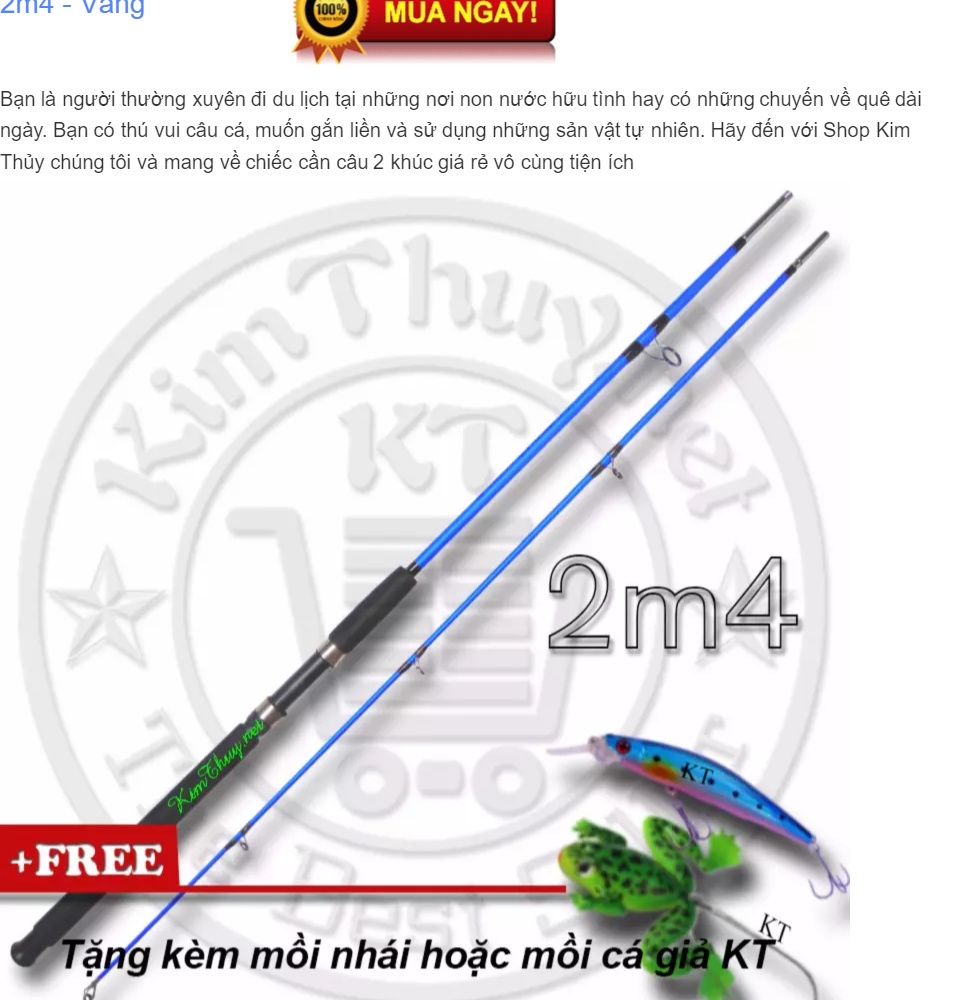 Cần câu máy 2 khúc Đặc ruột 2m4 KT-CC Blue  Câu cá siêu bạo