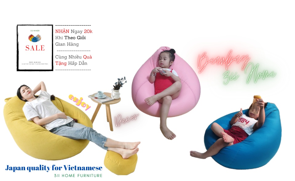 Ghế Lười Hạt Xốp 3ii Home Hàng Xuất Khẩu Chất Lượng Cao Màu Hồng Size M 80x100