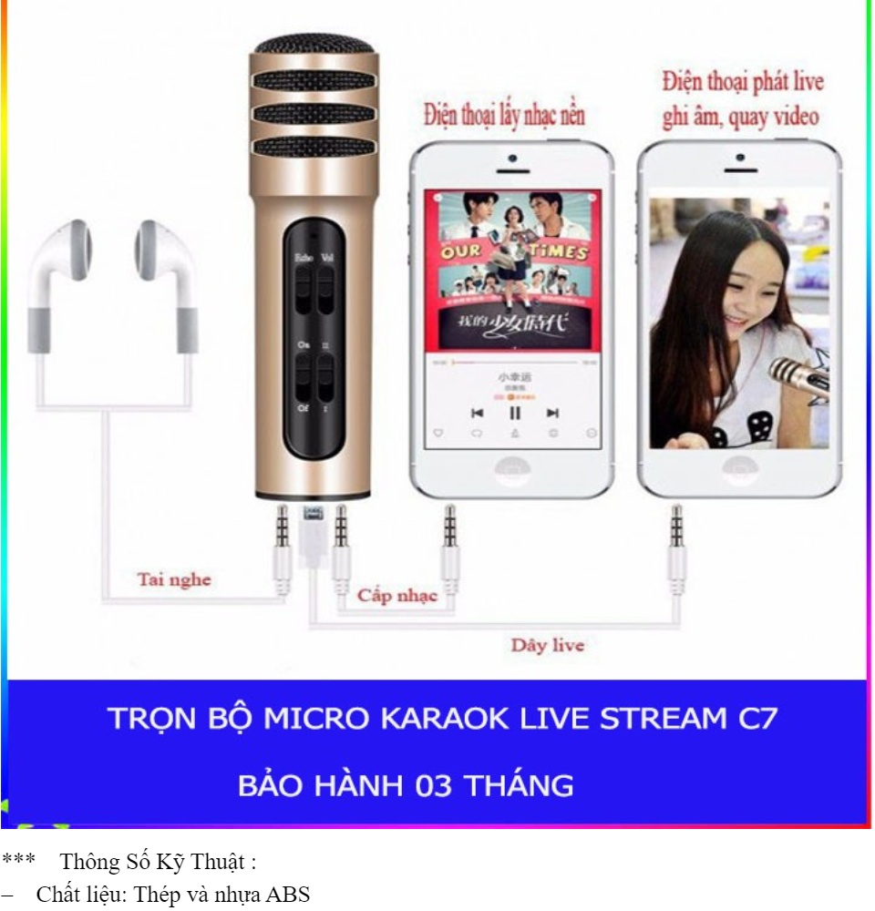 Micro thu âm hát karaoke online Livestream míc C7  Livestream 3 in