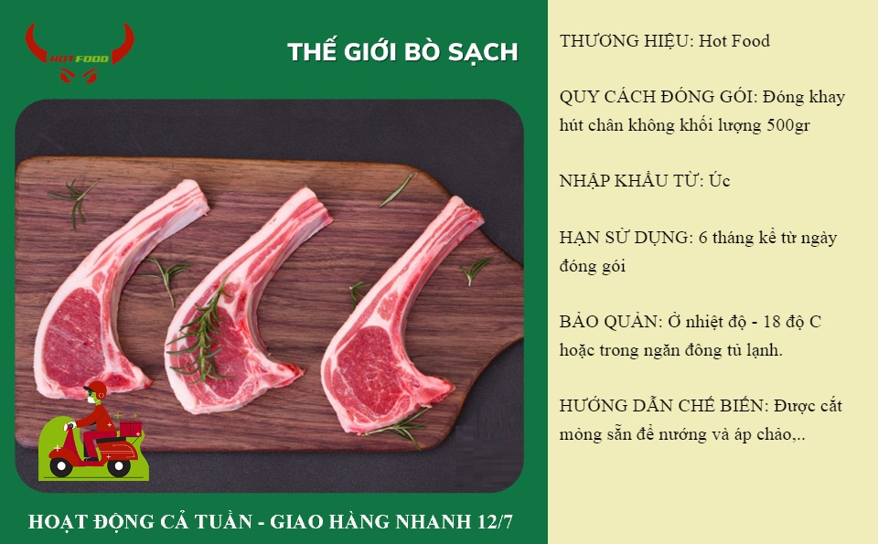 SƯỜN CỪU ÚC CUTOFF CẮT MIẾNG - 0.5KG - Giao Nhanh HCM