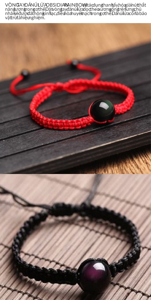 Vòng Tay May Mắn Hạt Đá Phong Thủy Đá Núi Lửa Obsidian - Đỏ