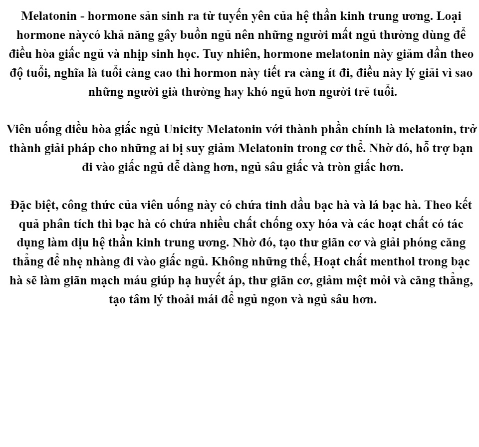 Melatonin Unicity Hổ Trợ Giấc Ngủ Unicity