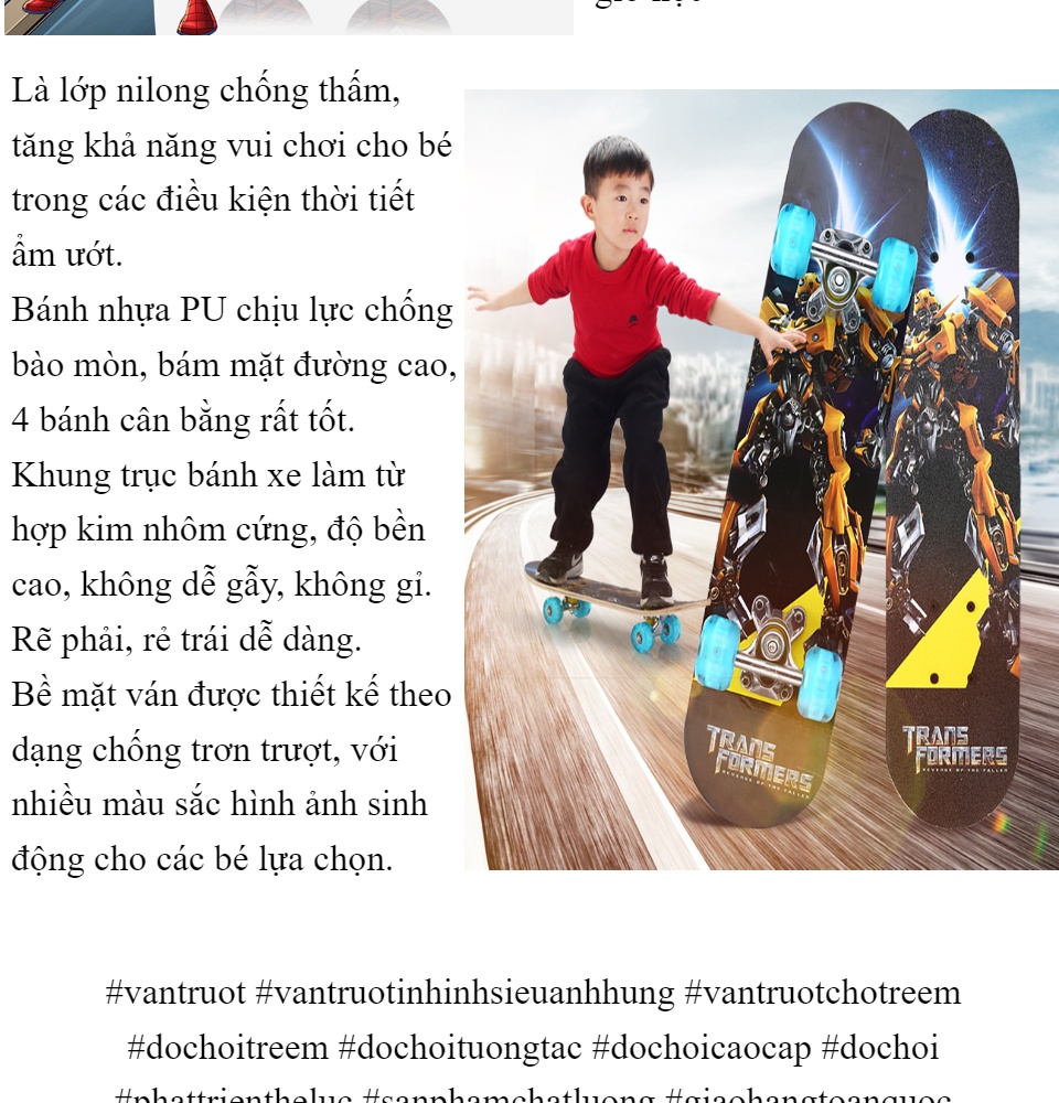 Ván trượt in hình siêu anh hùng dành cho trẻ em. Ván làm bằng gỗ dày khung hợp kim chắc chắn. Đồ chơi hoạt động ngoài trời cho trẻ em, Đồ chơi trẻ em. Giao hàng toàn quốc, bảo hành uy tín, sản phẩm chất lượng 4