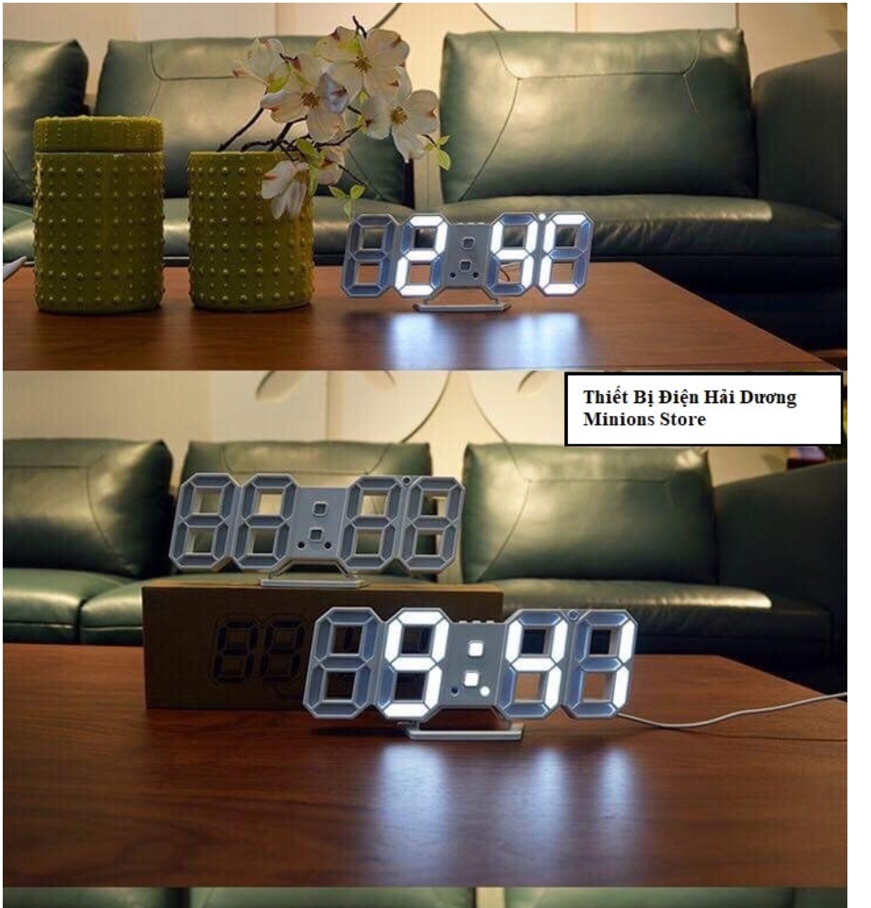 đồng hồ điện tử 3d để bàn hoặc treo tường - báo thức & đo nhiệt độ - tn828 3