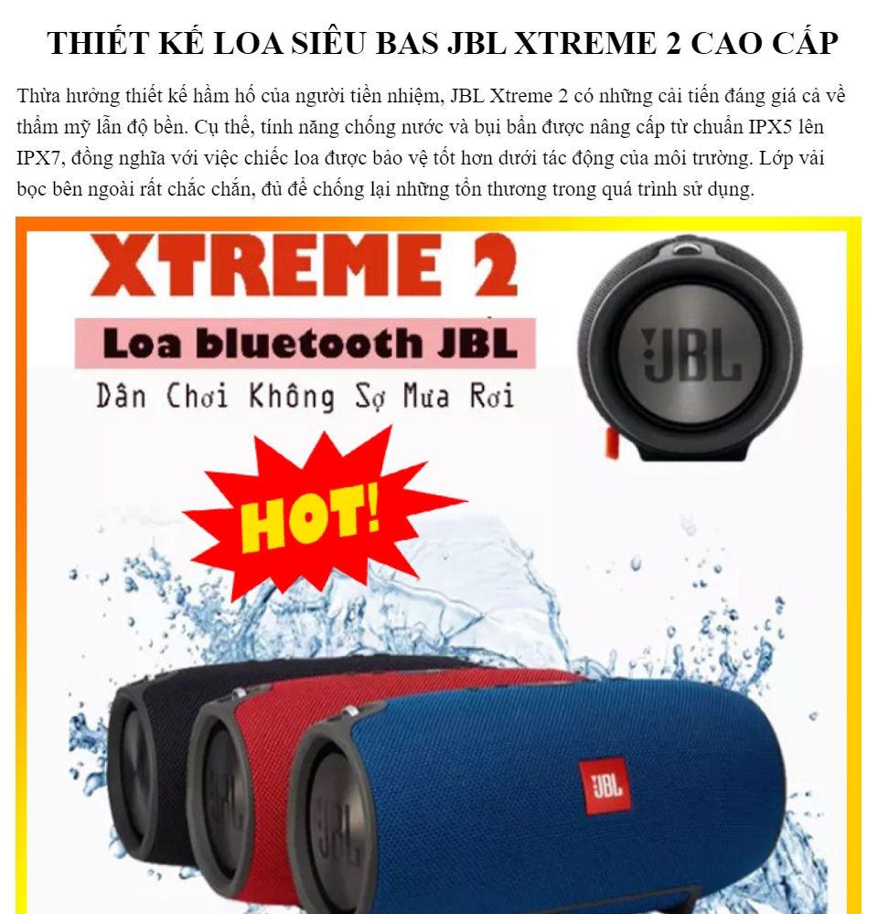 Loa JBL Xtreme 2 Loa Bluetooth JBL LOA JBL XTREME 2 Siêu Bas Cao Cấp