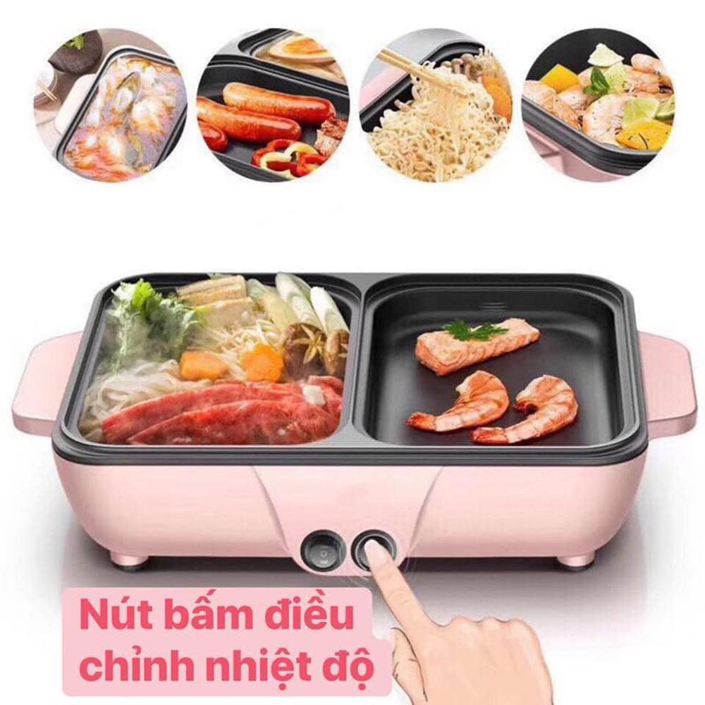 [BẢO HÀNH 3 THÁNG] Nồi lẩu nướng 2 in 1 mini kiểu dáng Hàn Quốc