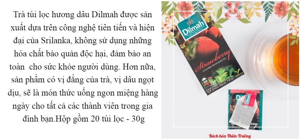 Trà Dilmah Hương Dâu Hộp 30g - 20 Túi Lọc