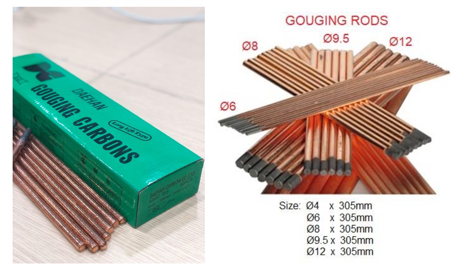 Que thổi than nhập khẩu GOUGING CARBON (Ø8 đến Ø12)
