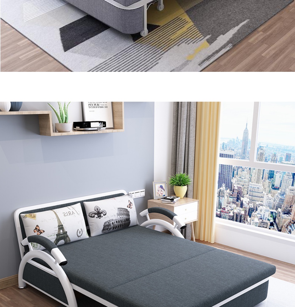 Có Video] Giường Đa Năng Nệm Cao Su Kiêm Ghế Sofa Giường 1m95 x 1m32 Khung Hợp Kim Thép Không Gỉ ( tặng kèm 2 gối trị giá 500k