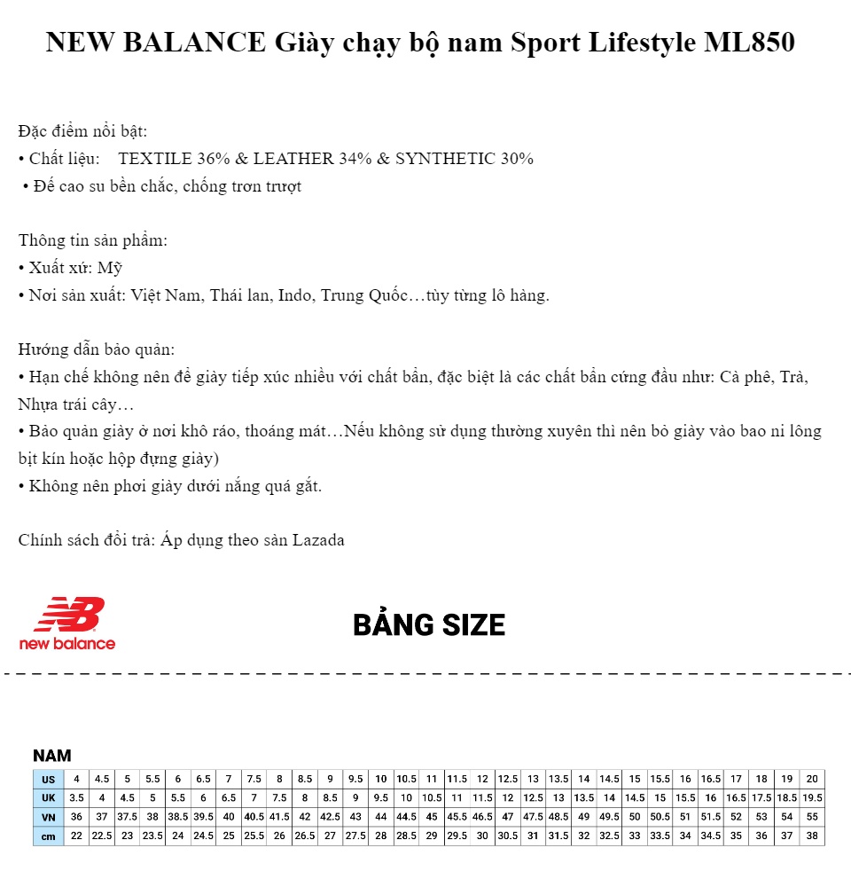 NEW BALANCE Giày Chạy Bộ Nam Classic ML850