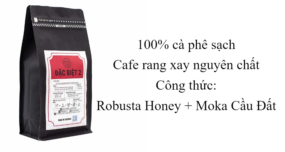 [hot] túi 500gr cà phê đặc biệt 02 pha phin moka & robusta honey rang mộc nguyên chất đầu đắng vừa phải không chua hậu vị ngọt kéo dài trong cổ 100% cà phê sạch 90s coffee vietnam 2