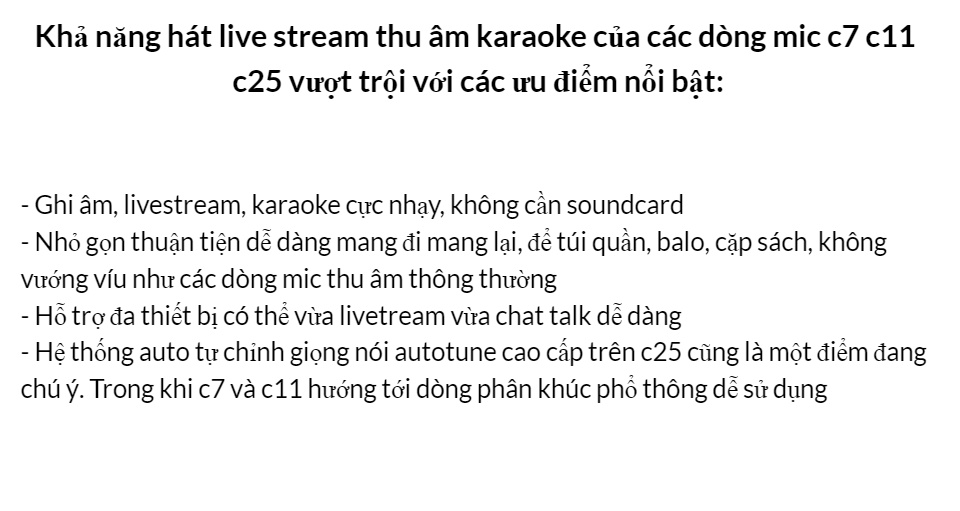Combo micro thu âm karaoke live stream c7 c11 c25 và giá đỡ kẹp micro