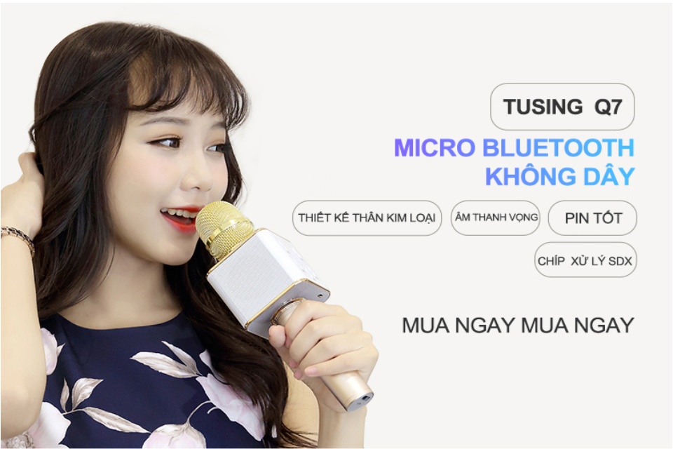 Micro karaoke bluetooth không dây với chất lượng âm thanh nổi 3D dung lượng pin