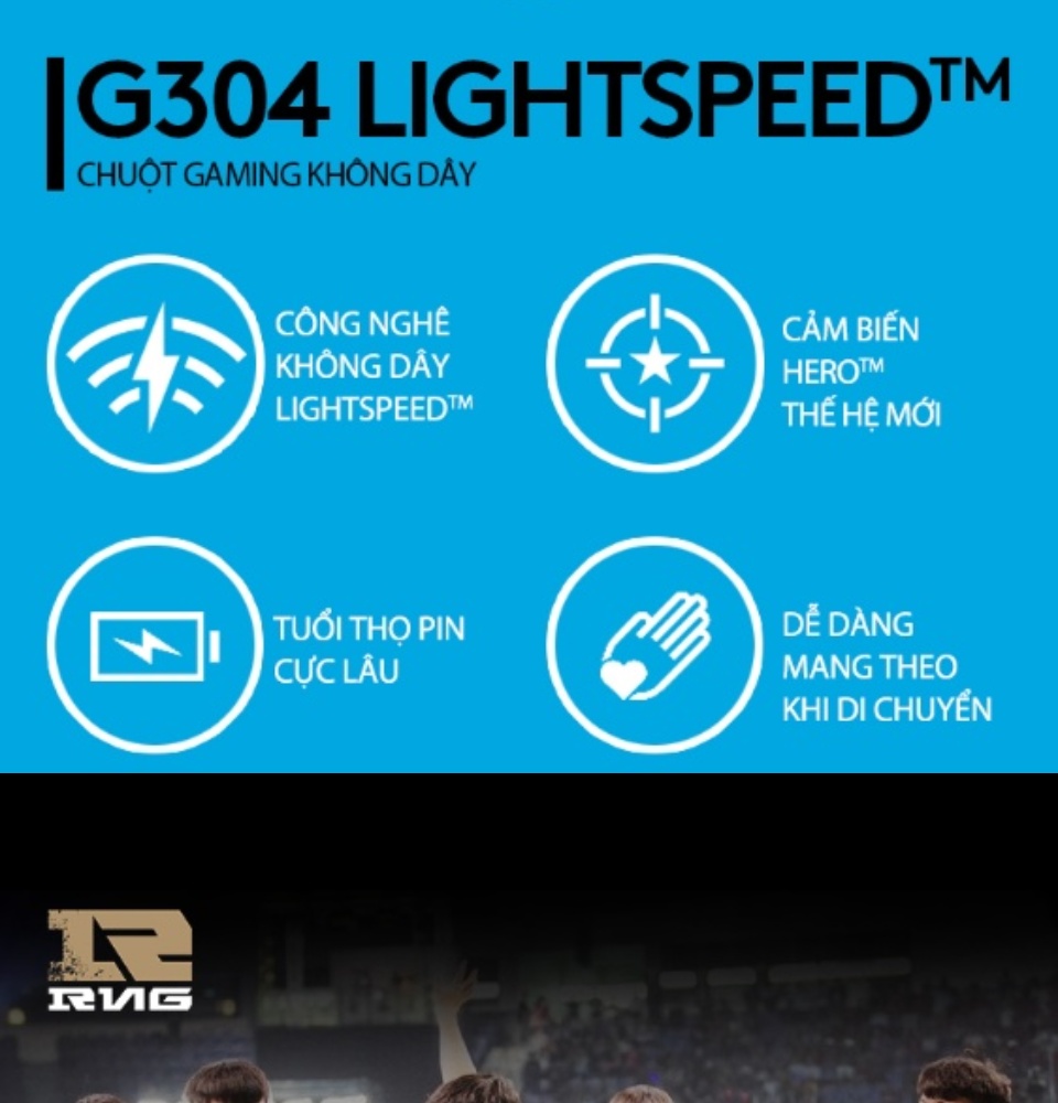 Chuột game không dây Lightspeed Logitech G304 - Cảm biến Hero Sensor max 25.000DPI nhẹ