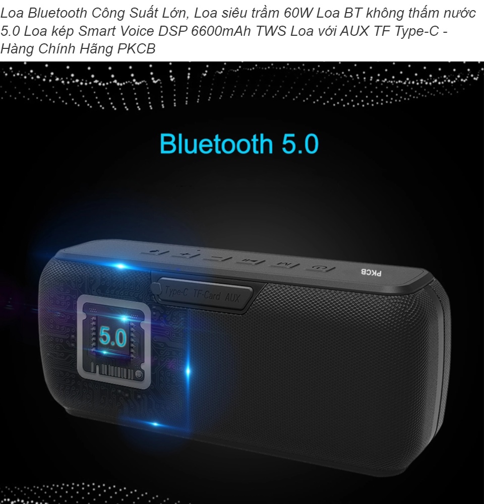 Loa Bluetooth Công Suất Lớn Loa siêu trầm 60W Loa BT không thấm nước 5.0