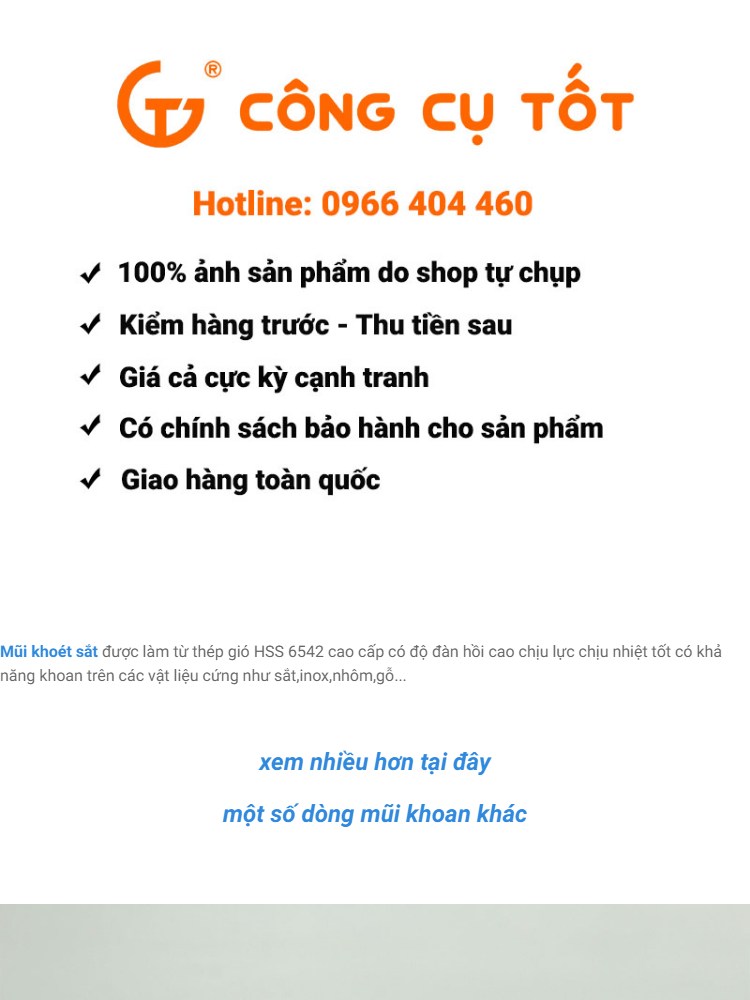 Mũi khoan khoét lỗ sắt các cỡ 16-30mm