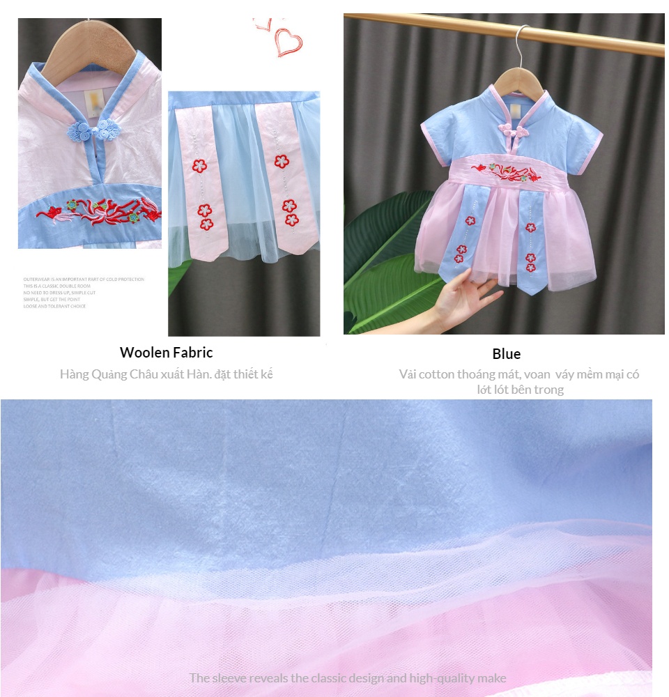 [hcm]váy đầm công chúa hàn quốc dễ thương cho bé gái váy hanbok hàn quốc cho bé từ 5-12kg v47 7