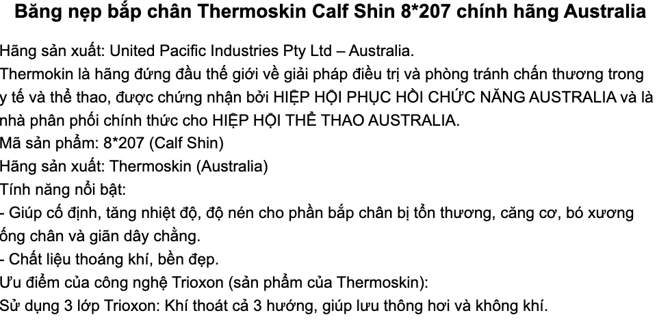 [HCM]Băng nẹp bắp chân Thermoskin Calf Shin chính hãng Australia-Cố định bắp chân-Chất liệu thoáng khí bền đẹp