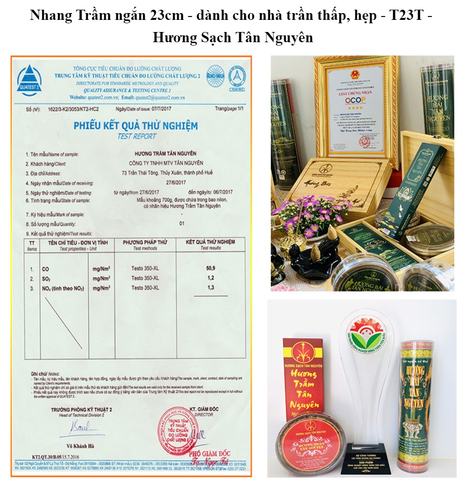 Nhang trầm hương Tân Nguyên, hương trầm sạch, nhang trầm cao cấp ngắn 23cm phù hợp nhà chung cư, trần thấp, hẹp