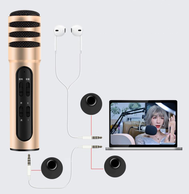 Micro livestream C7 Thu Âm Hát Karaoke Livestream trên điện thoại 3 in 1 Mic Micro livestream C7 Thu Âm Hát Karaoke Livestream trên điện thoại 3 in 1 Mic