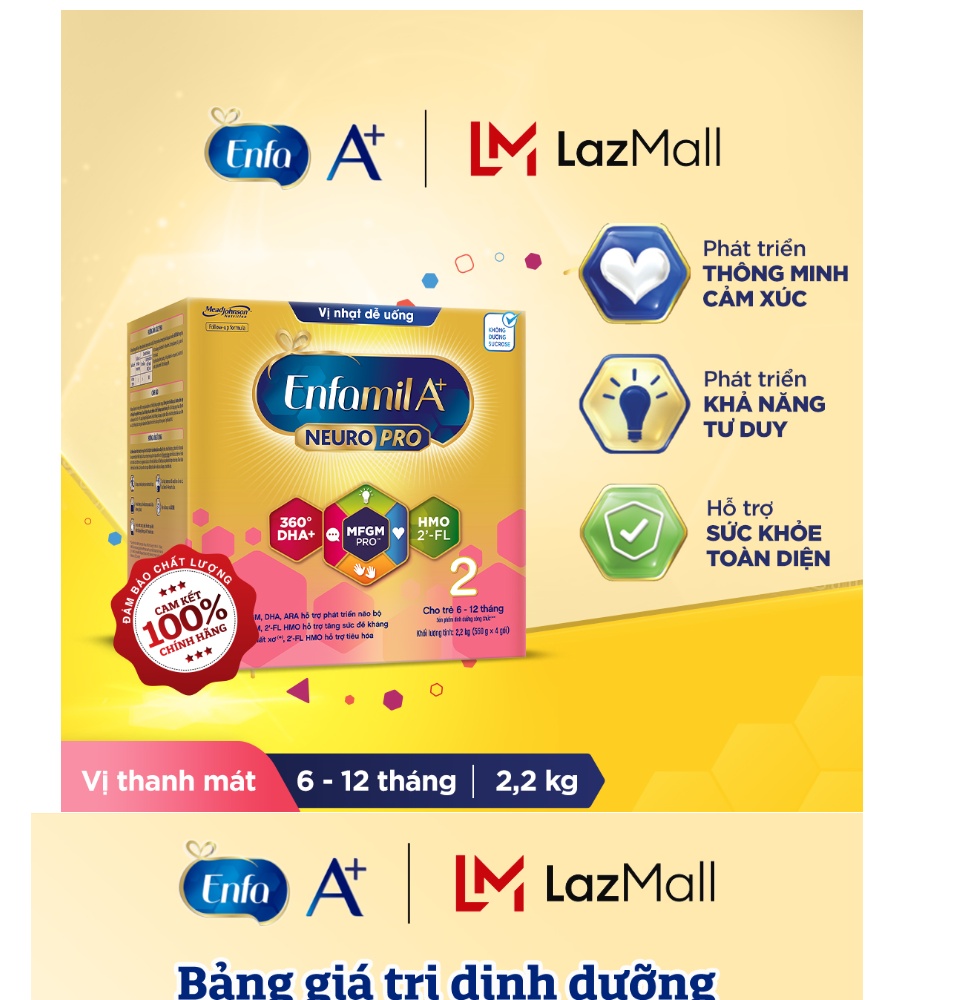 sữa bột enfamil a+ neuropro 2 vị thanh mát 2 fl hmo với dưỡng chất dha & mfgm cho trẻ từ 6-12 tháng tuổi-2.2kg 2