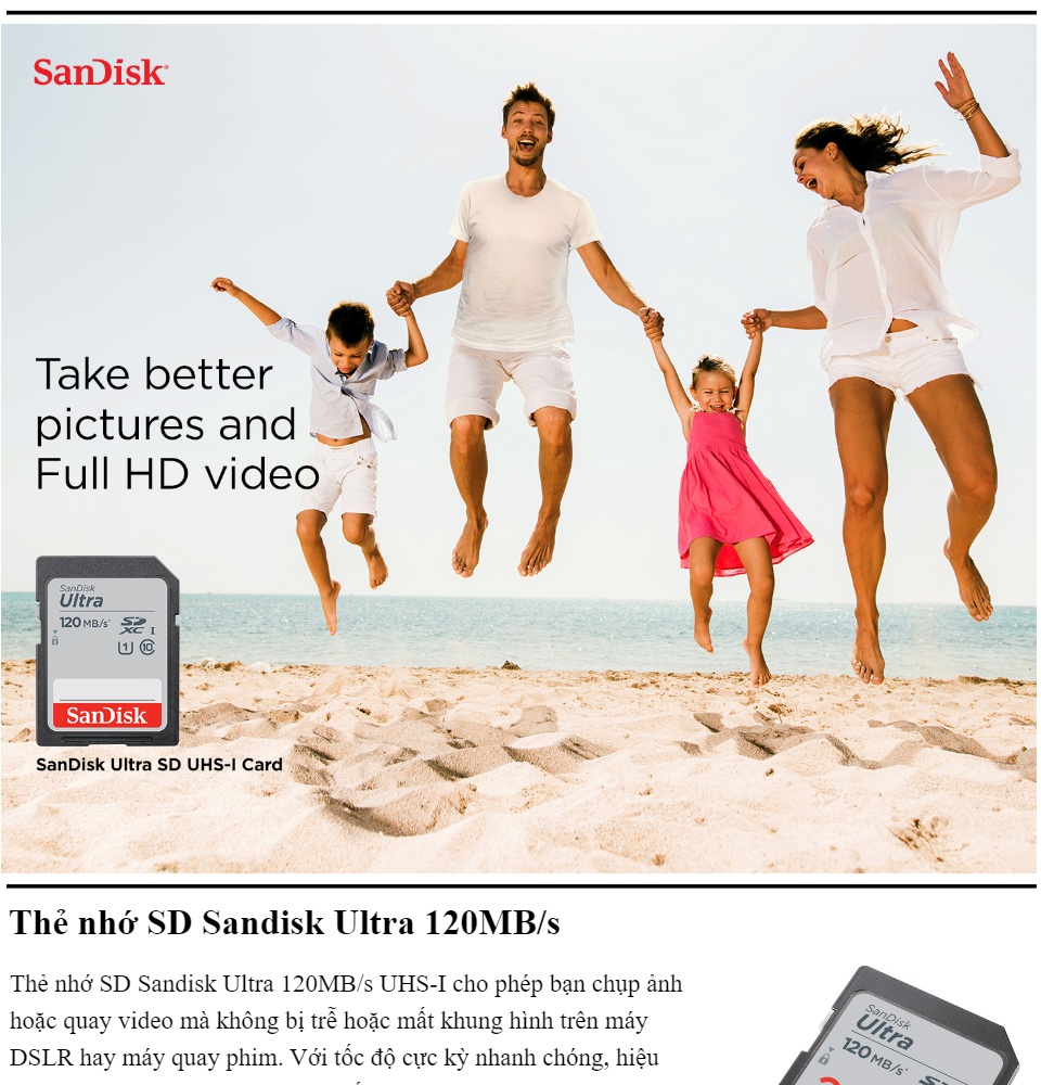 HCM]Thẻ nhớ SDXC SanDisk Ultra 64GB 120MB/s SDSDUN4-064G-GN6IN | Lazada.vn