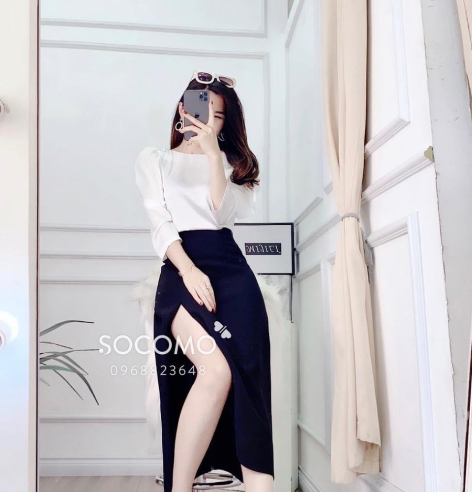 Set áo zip tay bồng kèm chân váy dài dáng xòe cho nữ bán rời set    Shopee Việt Nam