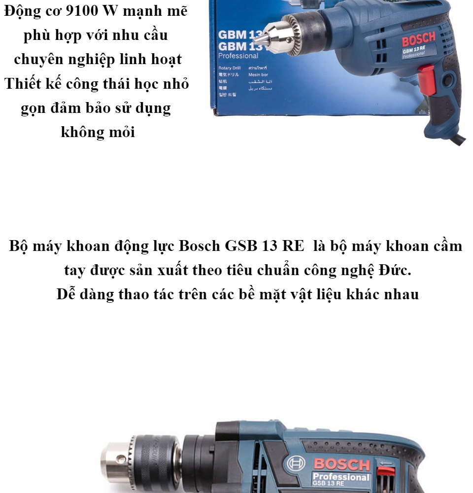 MÁY KHOAN BOSSCH GSB 13RE CÔNG SUẤT 910W BẢO HÀNH 12 THÁNG TOÀN QUỐC 
