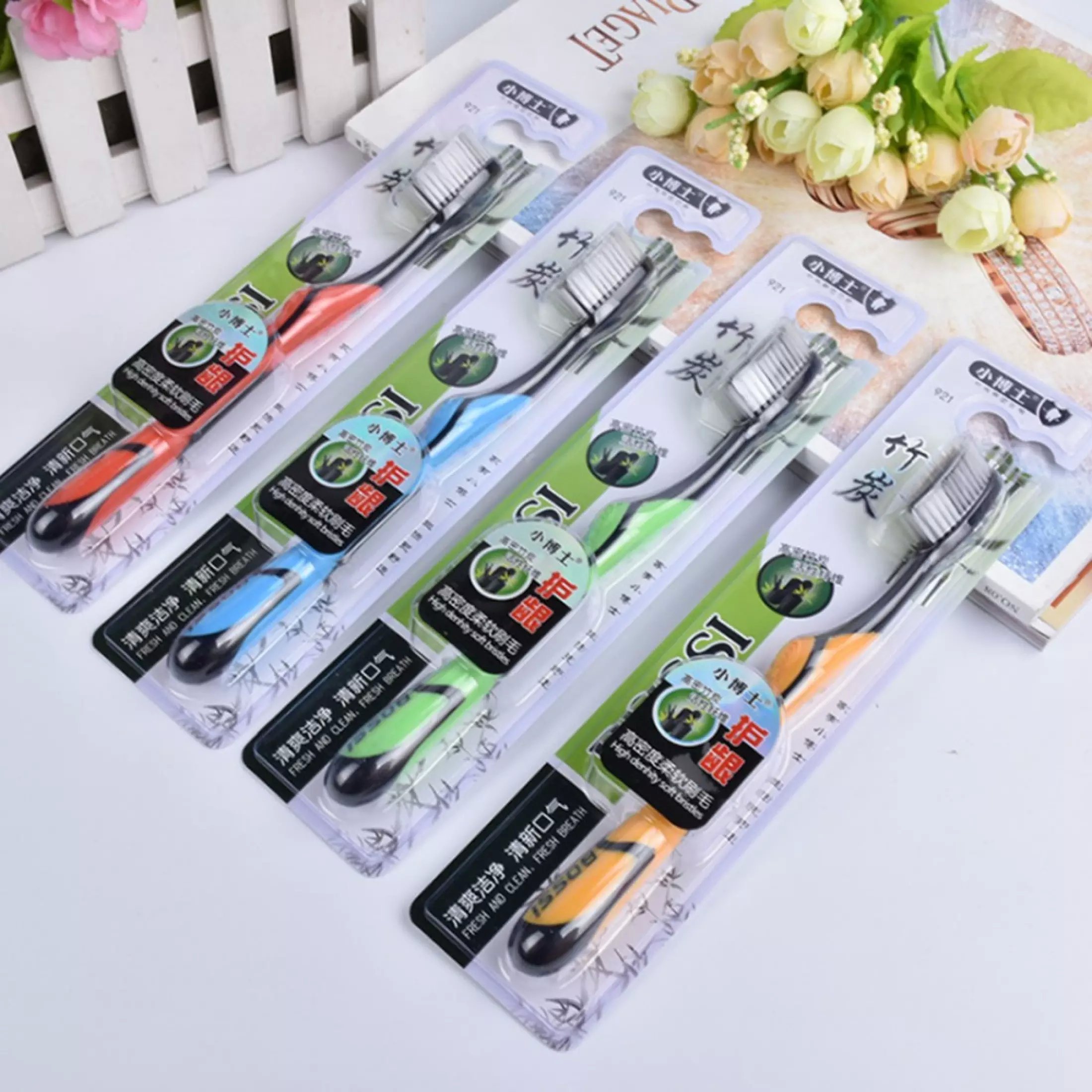 Cốc sứ giữ nhiệt cao cấp có nắp gương 500ml, ly sứ giữ nhiệt nắp gương vẽ họa tiết siêu dễ thương, cốc giữ nhiệt bằng sứ loại mới - Bàn chải đánh răng Hàn Quốc làm từ than hoạt tính