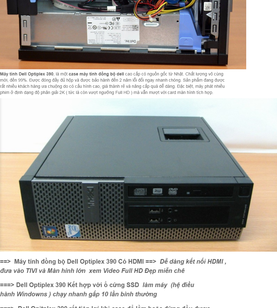 máy tính để bàn đồng bộ dell optiplex 390 ( core i3 4g ssd 240g ),có hdmi , tặng usb wifi , dây hdmi bàn di chuột - hàng nhập khẩu 2