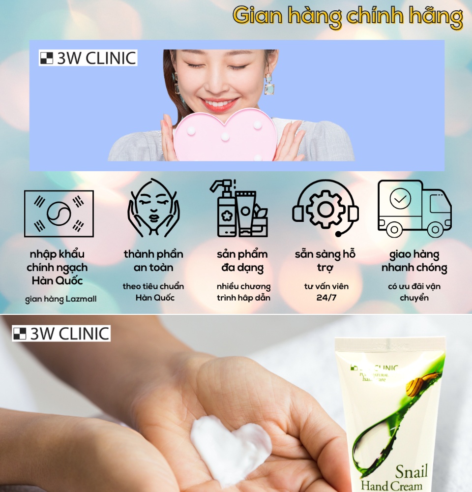 kem dưỡng tay ốc sên 3w clinic moisturizing hand cream 100ml 1