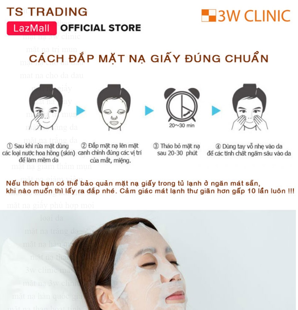 bộ 10 miếng mặt nạ dưỡng da than hoạt tính 3w clinic charcoal fresh mask sheet 10x23ml 5