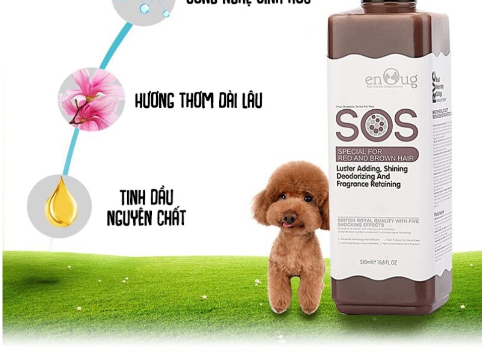 Sữa tắm SOS cho chó lông nâu đỏ chai 530ml màu nâu giữ màu an