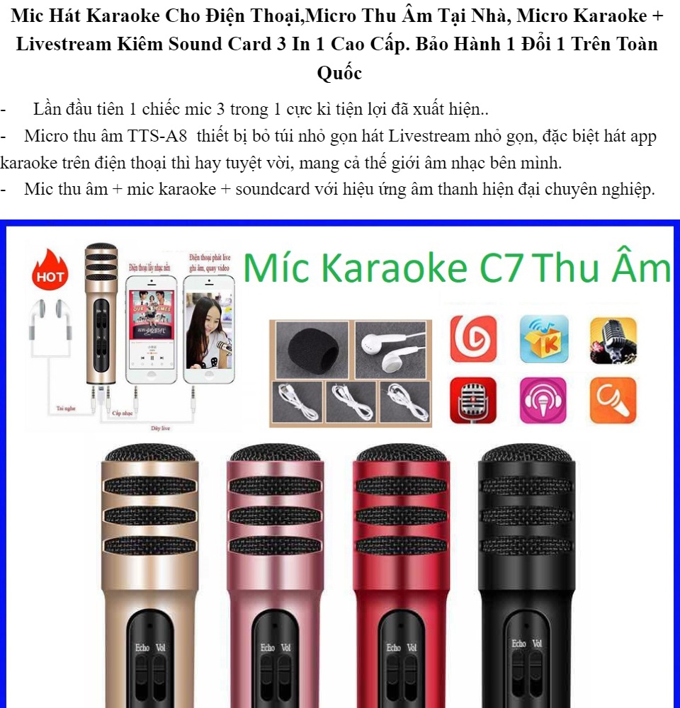 Micro Hát Karaoke Micro Livestream Micro Thu Âm Điện Thoại Mua Ngay Micro Karaoke Livestream